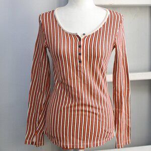Scotch & Soda Orange & Cream Striped Long Sleeve Thermal Top Size Medium​​